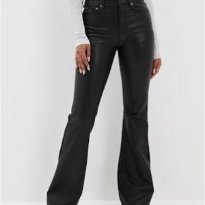 American Eagle Outfitters Vegan Leather Black Flare Pants